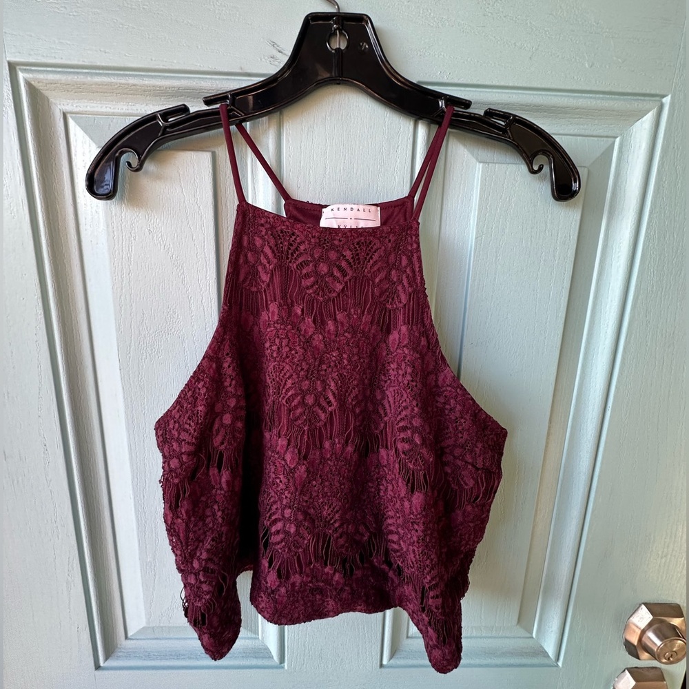Maroon Lace Tank Top